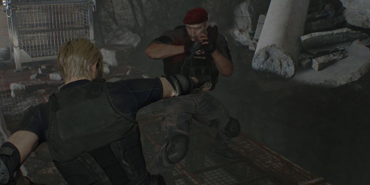 Lutando contra Krauser no remake de Resident Evil 4