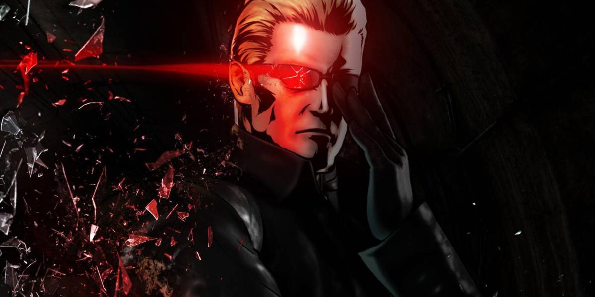 Resident Evil - Papel de parede de Albert Wesker mostrando olhos vermelhos brilhantes