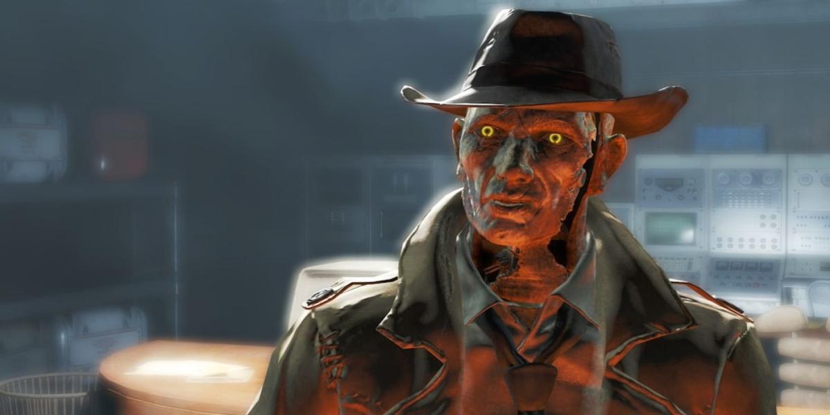 Fallout 4 Nick Valentine em diálogo no final da missão Unlikely Valentine