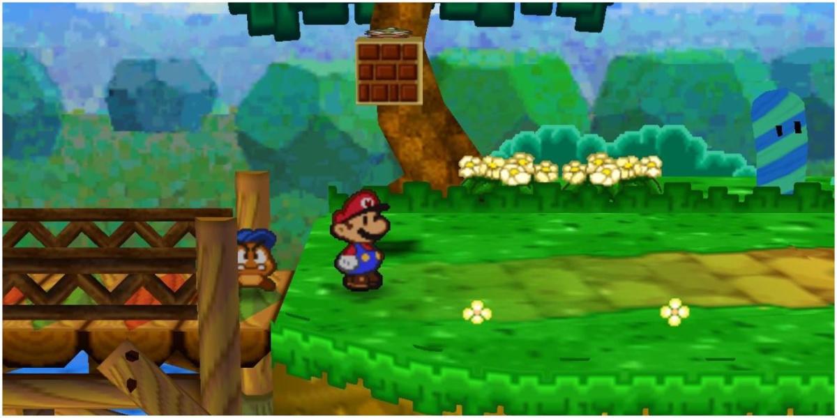 Nintendo 64 Paper Mario - mario andando na grama