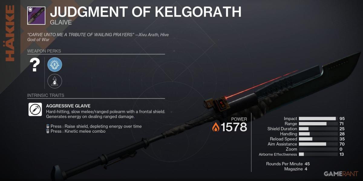Destiny 2 Julgamento de Kelgorath Glaive