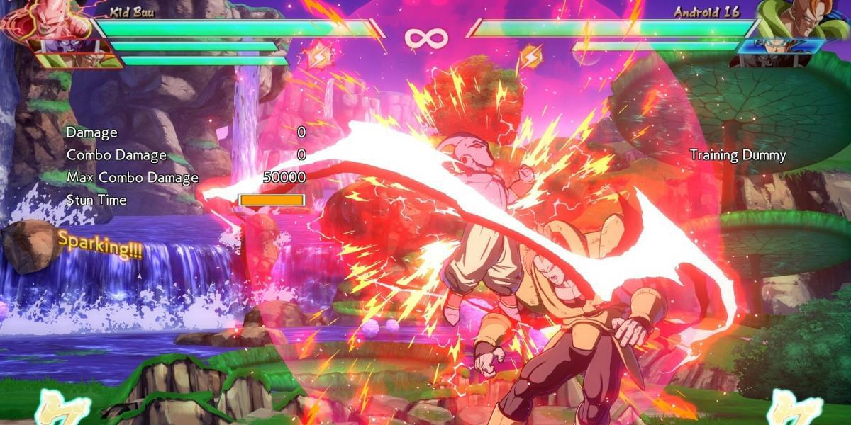 Explosão Sparking de Kid Buu em Dragon Ball FighterZ