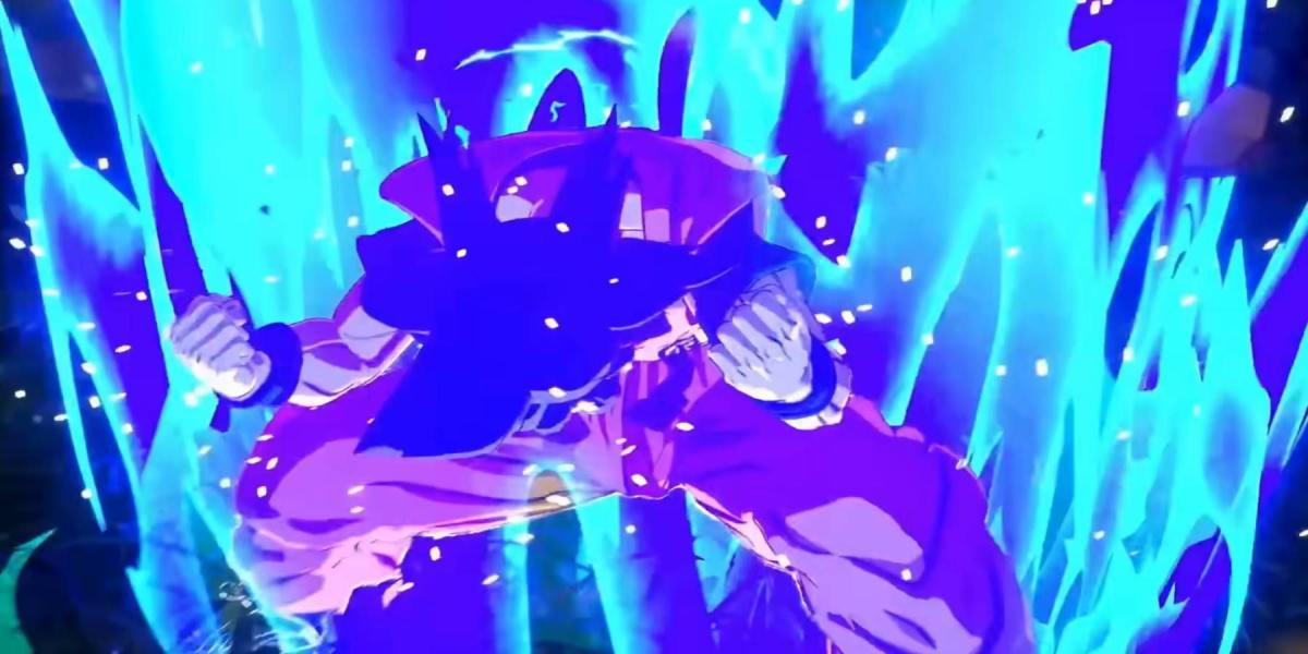 Goku carregando até Super Saiyan Blue no trailer de Dragon Ball Z: Budokai Tenkaichi 2