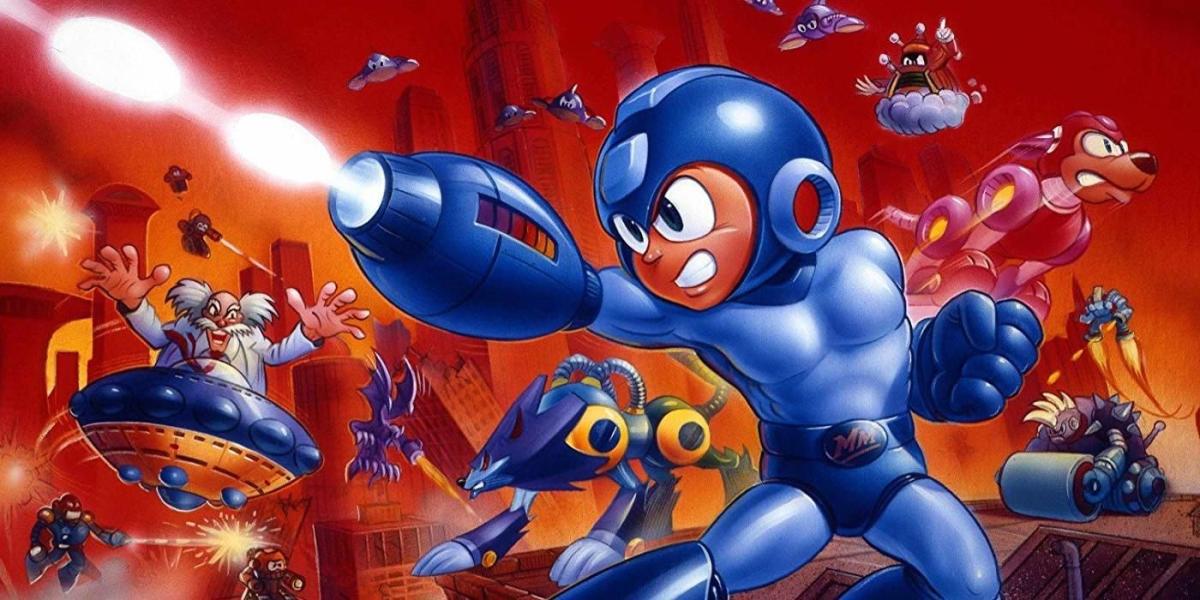Mega Man 7 imagem promocional do tiroteio de Mega Man