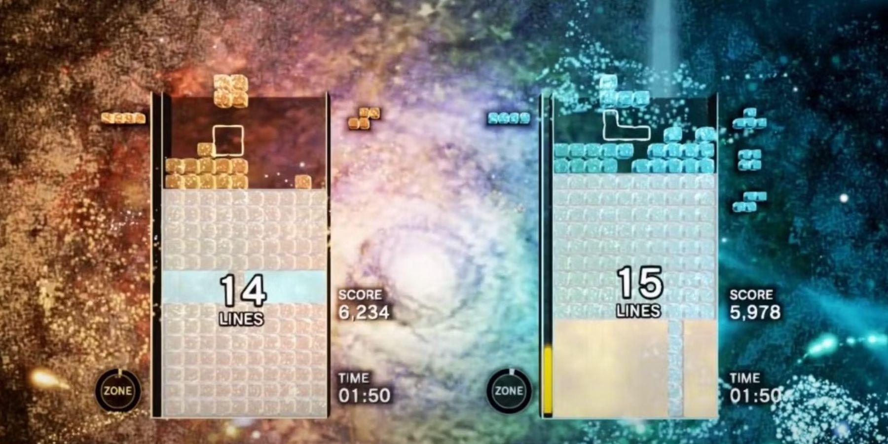 Efeito Tetris Multijogador conectado para dois jogadores
