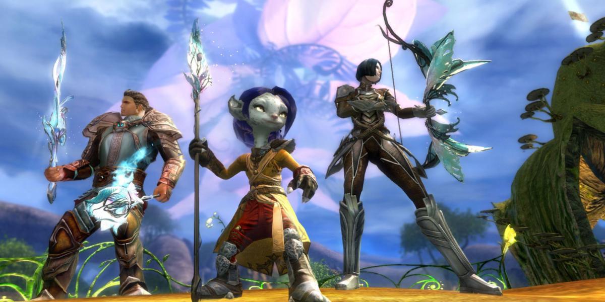 Três personagens em Guild Wars 2.