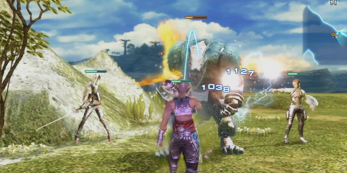 Final Fantasy 12 Zodiac Age O jogador atacando um monstro para Gil