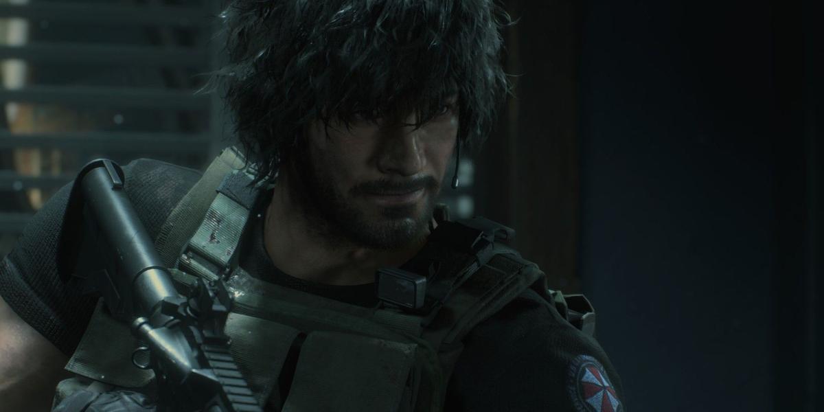 Carlos com um rifle em Resident Evil 3