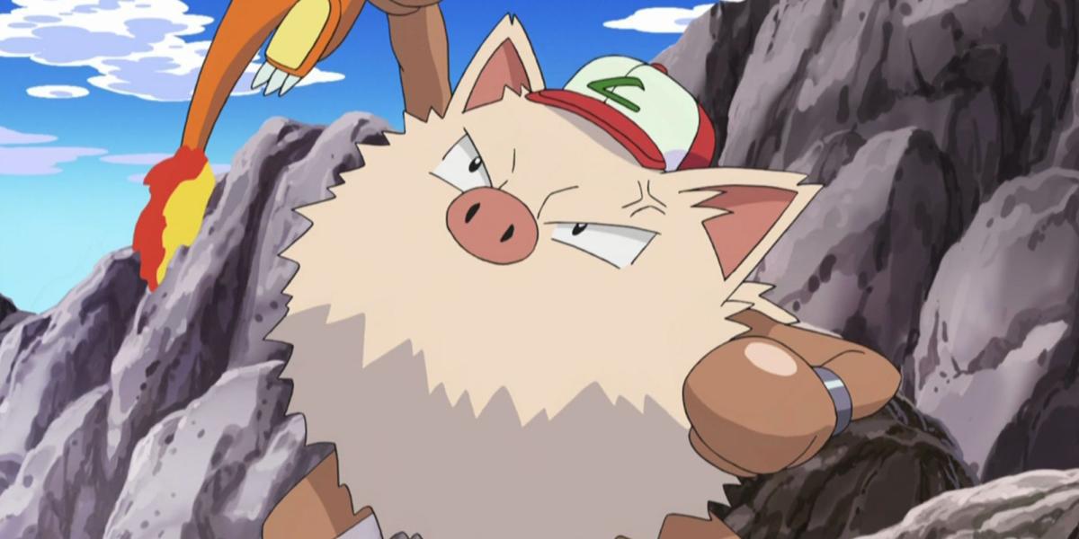Primeape de Ash no anime Pokemon