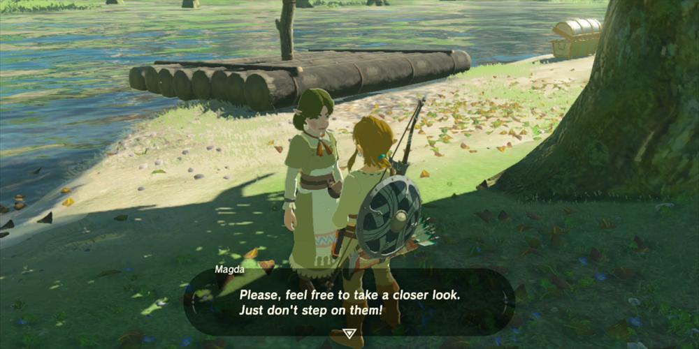 The Legend of Zelda: Breath of the Wild Link falando com Magda