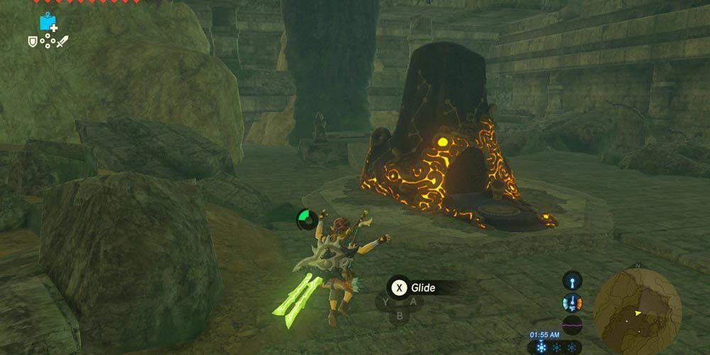 Link se aproximando do Rona Kachta Shrine em The Legend of Zelda: Breath of the Wild