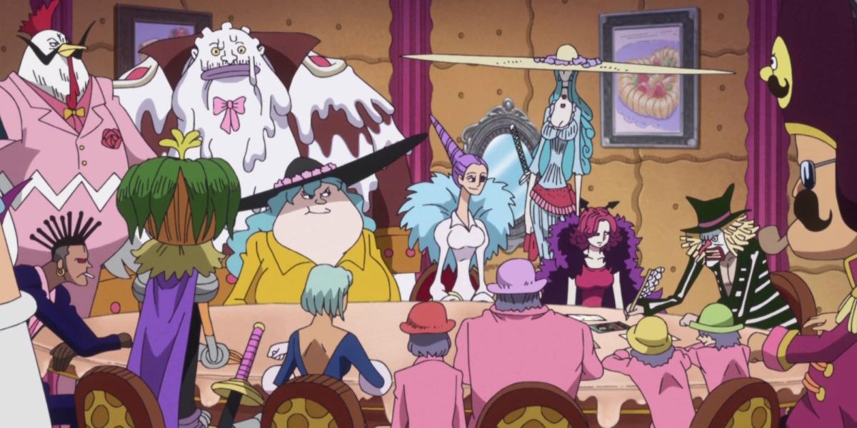 One Piece - Muitos dos Piratas da Big Mom tendo uma reunião