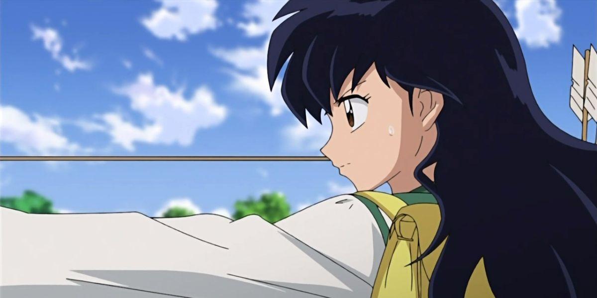 Kagome Higurashi do anime, Inuyasha segurando uma flecha e mirando
