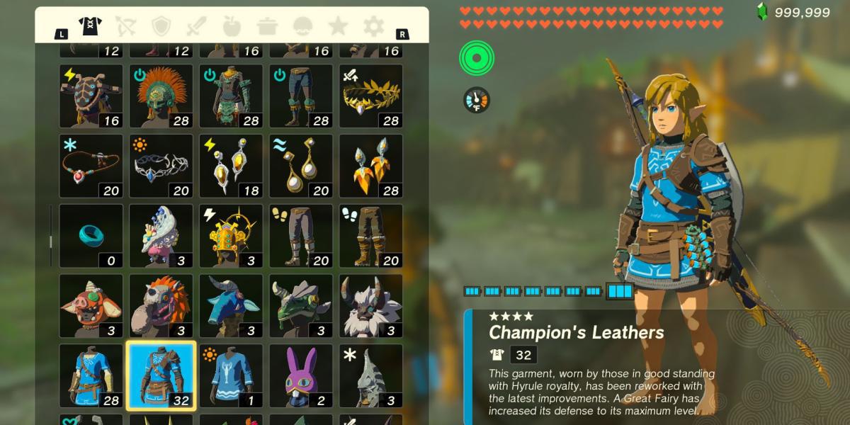 A armadura Champion's Leathers em The Legend of Zelda: Tears of the Kingdom