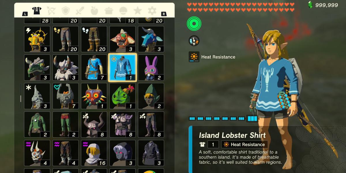 A peça de armadura Island Lobster Shirt em The Legend of Zelda: Tears of the Kingdom