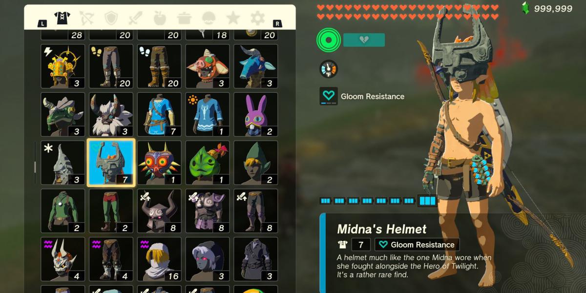 A peça de armadura do capacete de Midna em The Legend of Zelda: Tears of the Kingdom