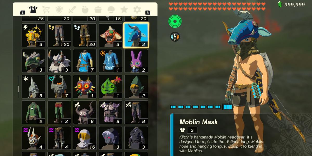 A peça de armadura Moblin Mask em The Legend of Zelda: Tears of the Kingdom