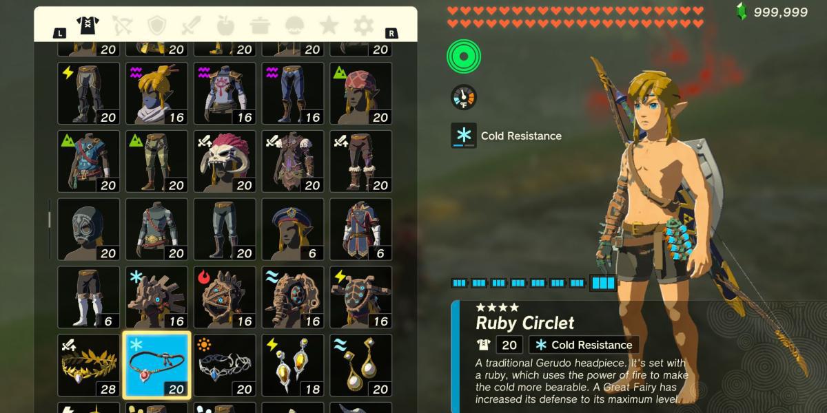 A armadura Ruby Circlet em The Legend of Zelda: Tears of the Kingdom