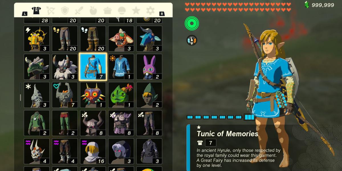A peça de armadura Tunic of Memories em The Legend of Zelda: Tears of the Kingdom
