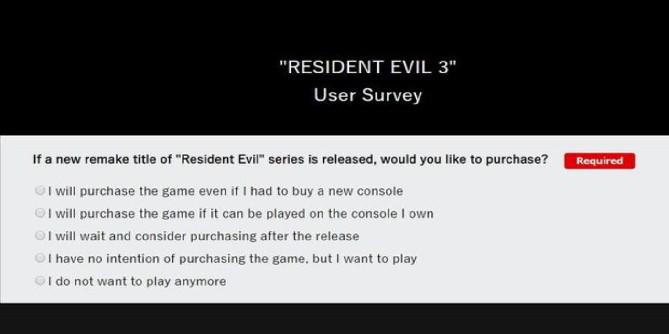 Pesquisa da Capcom pergunta se os fãs comprariam outro remake após Resident Evil 3
