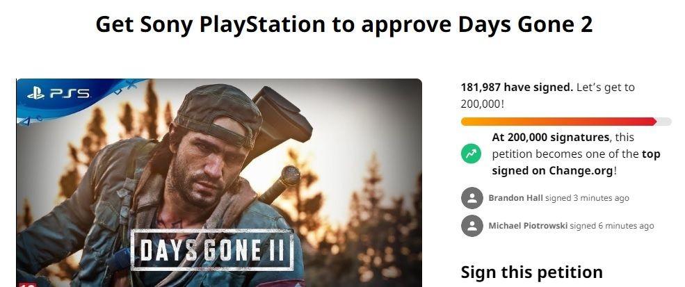Petição de 2 anos para Days Gone 2 ainda está recebendo assinaturas