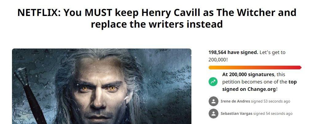 Petição para manter Henry Cavill como Geralt em The Witcher está prestes a ultrapassar um marco incrível
