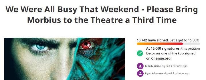 Petição para trazer Morbius de volta aos cinemas está explodindo