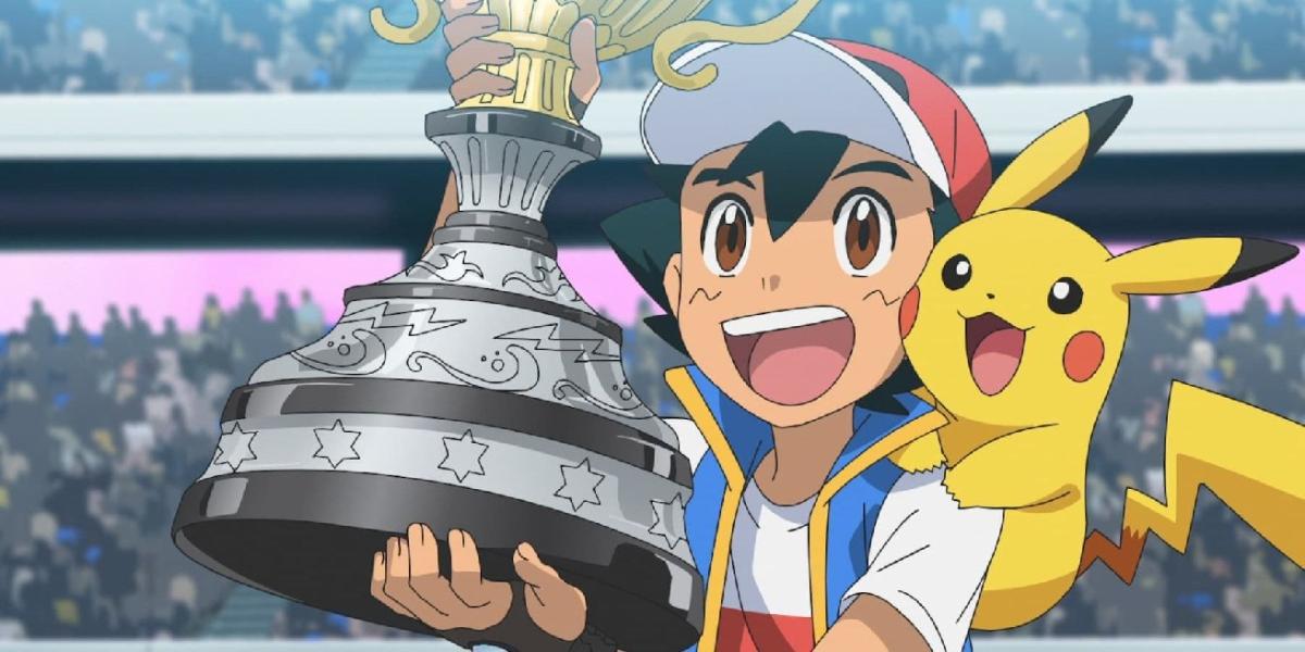 Pokemon Anime Coroa Ash como Campeão Mundial