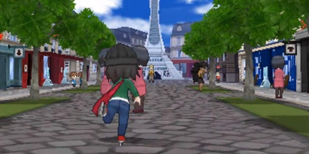 Lumiose City's Vernal Avenue como aparece em Pokemon X e Y