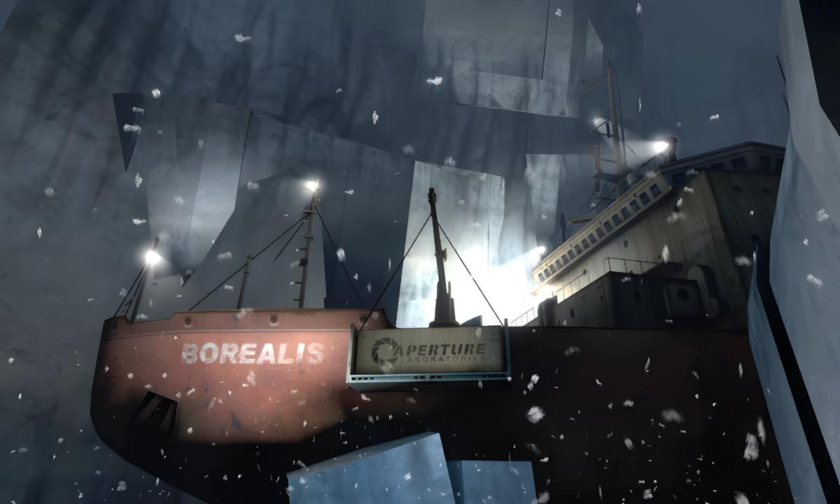A nave Borealis do Aperture Laboratories em Half-Life 2: Episódio 2
