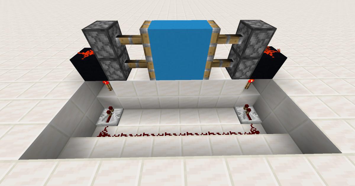 Porta de pistão do Minecraft com o redstone exposto.