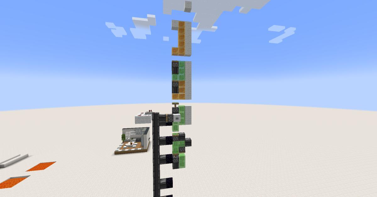 A máquina voadora do Minecraft voando para cima e em movimento.