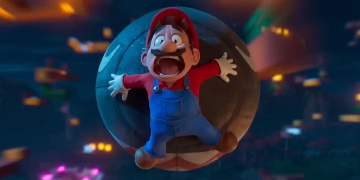 Mario on a Bullet Bill em The Super Mario Bros. Movie