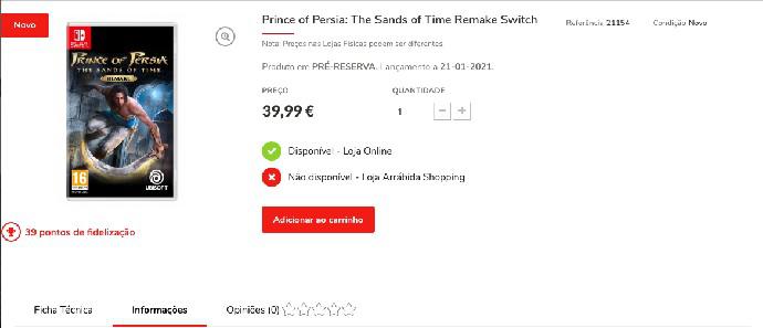 Prince of Persia: The Sands of Time Remake Switch Box Art aparece online