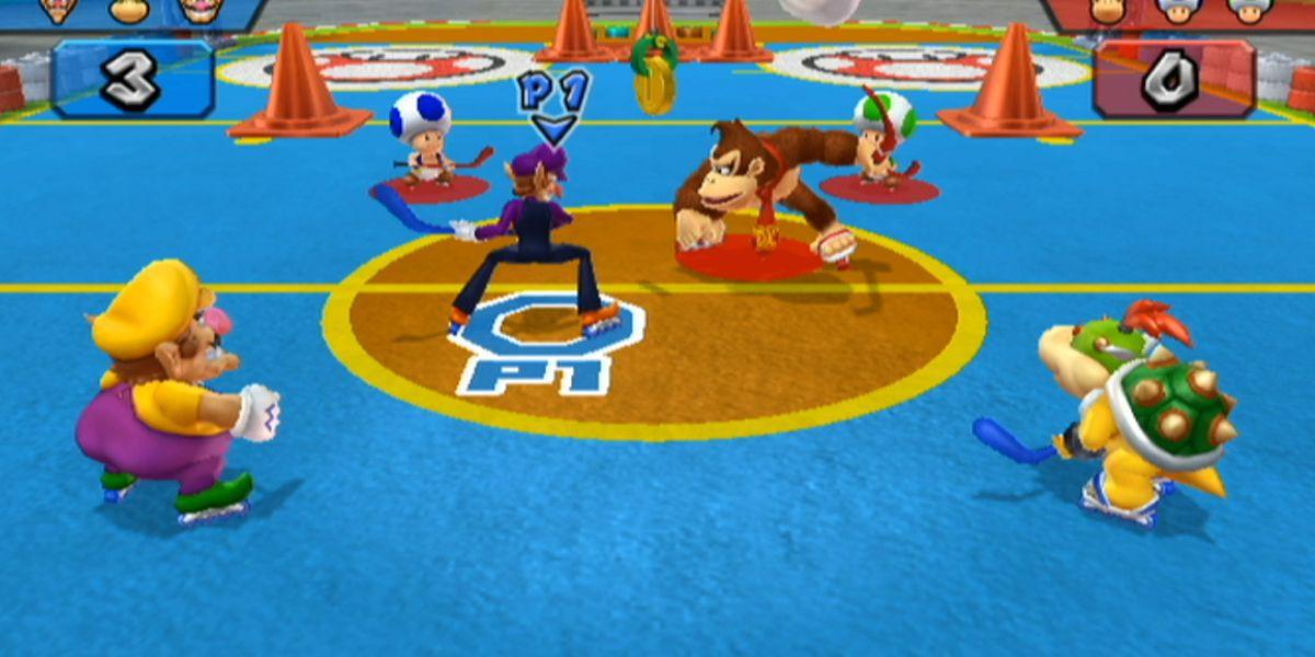 Partida do jogo Mario Sports Mix nintendo wii