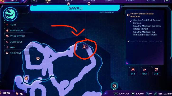 Ratchet and Clank: Rift Apart - Localização do Savali Spybot