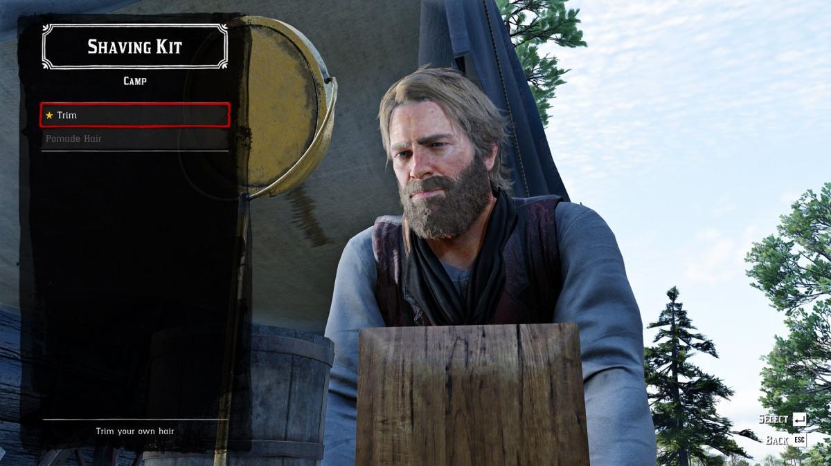 Imagem de Red Dead Redemption 2 mostrando Arthur Morgan.= com uma grande barba.