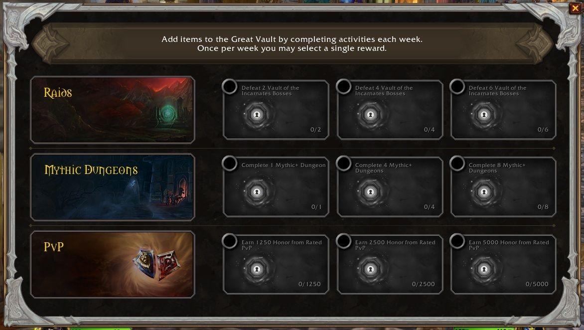 Requisitos do Great Vault de World of Warcraft reduzidos em Dragonflight para todos os modos de jogo