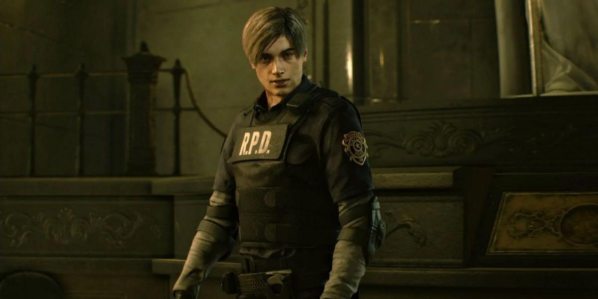 Captura de tela mostrando Leon de Resident Evil 2.