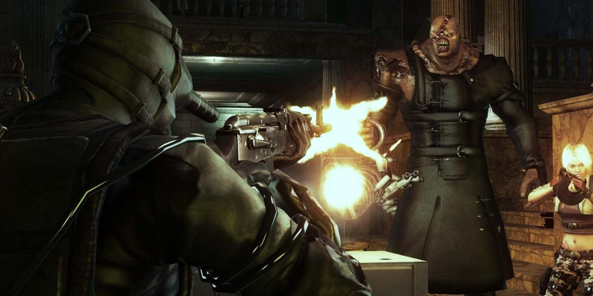 Resident Evil Operation Raccoon City Jogador lutando contra Nemesis