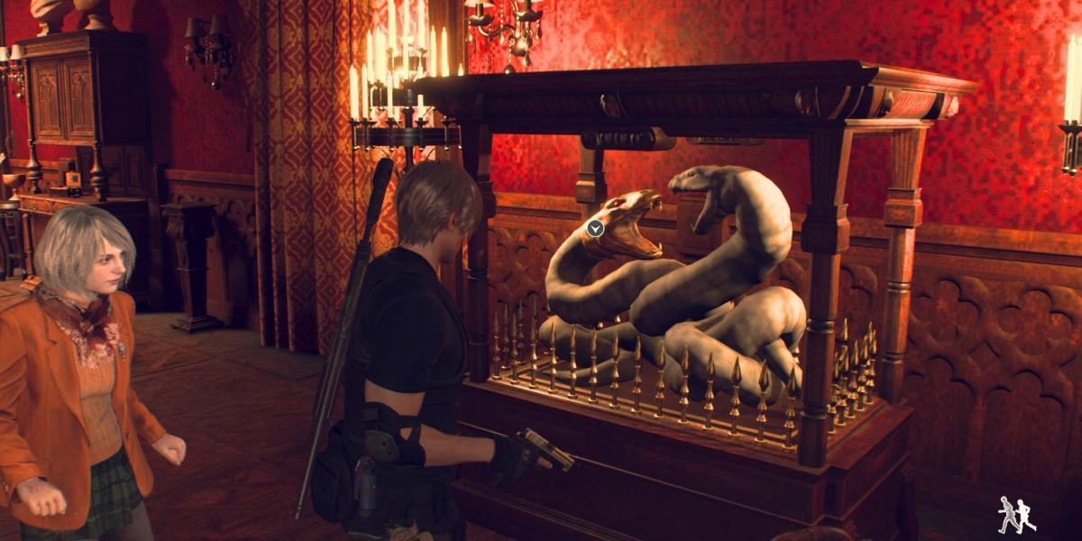 Resident evil 4 remake estátua de cabeça de serpente