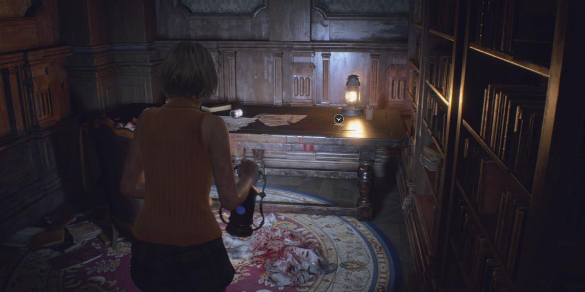 Ashley encontra o bilhete escrito às pressas em Resident Evil 4 Remake