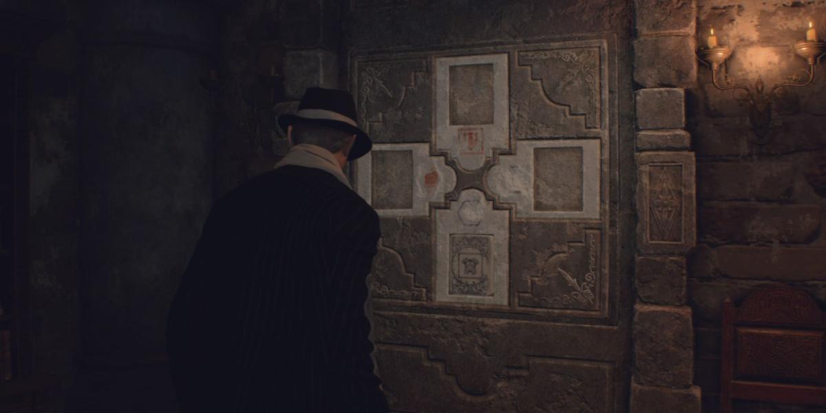 Leon enfrenta o quebra-cabeça Bindery Lithographic Stones em Resident Evil 4 Remake