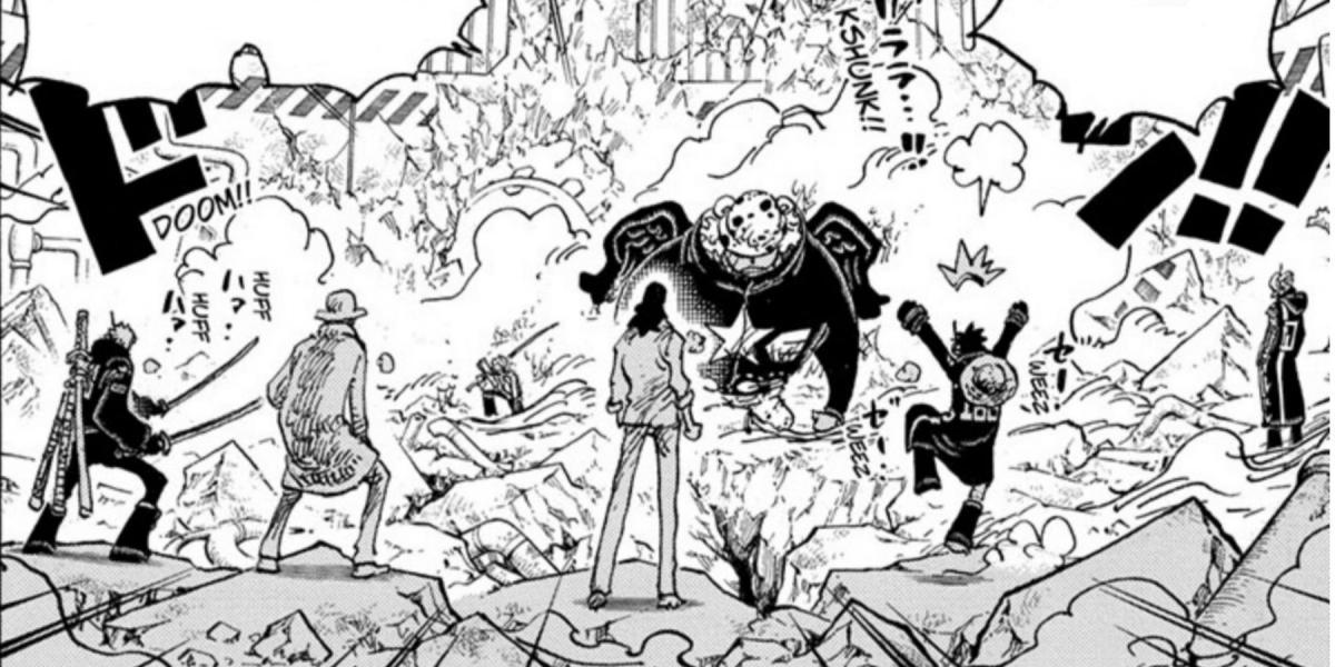 Lucci Luffy Kaku e Zoro lutando contra Seraphim