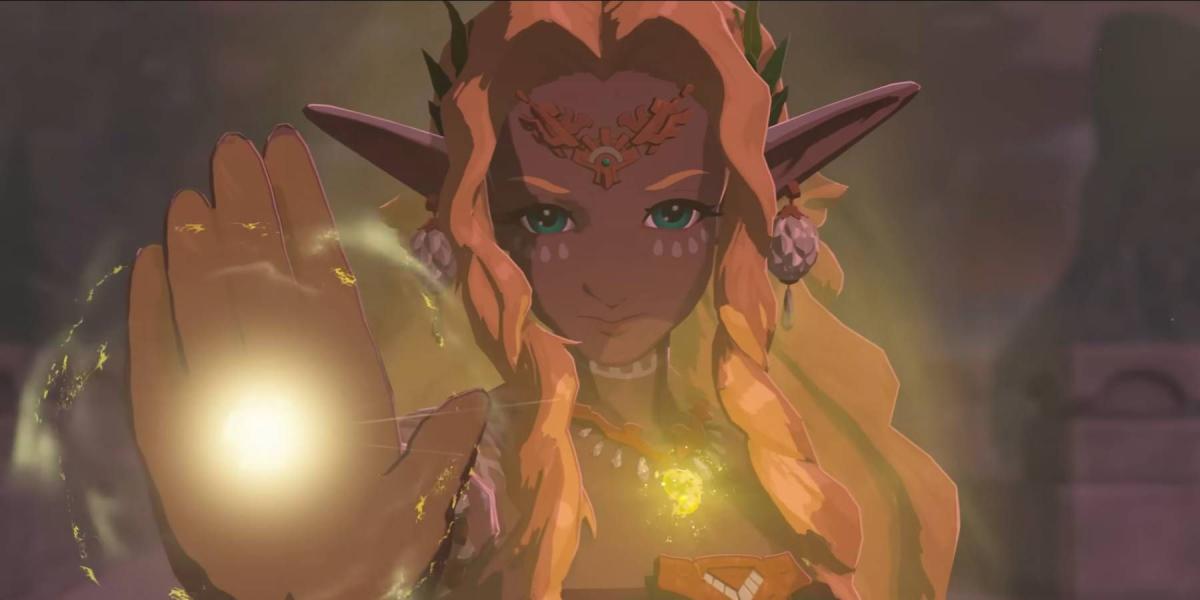 Uma mulher lançando um feitiço em The Legend of Zelda: Tears of the Kingdom