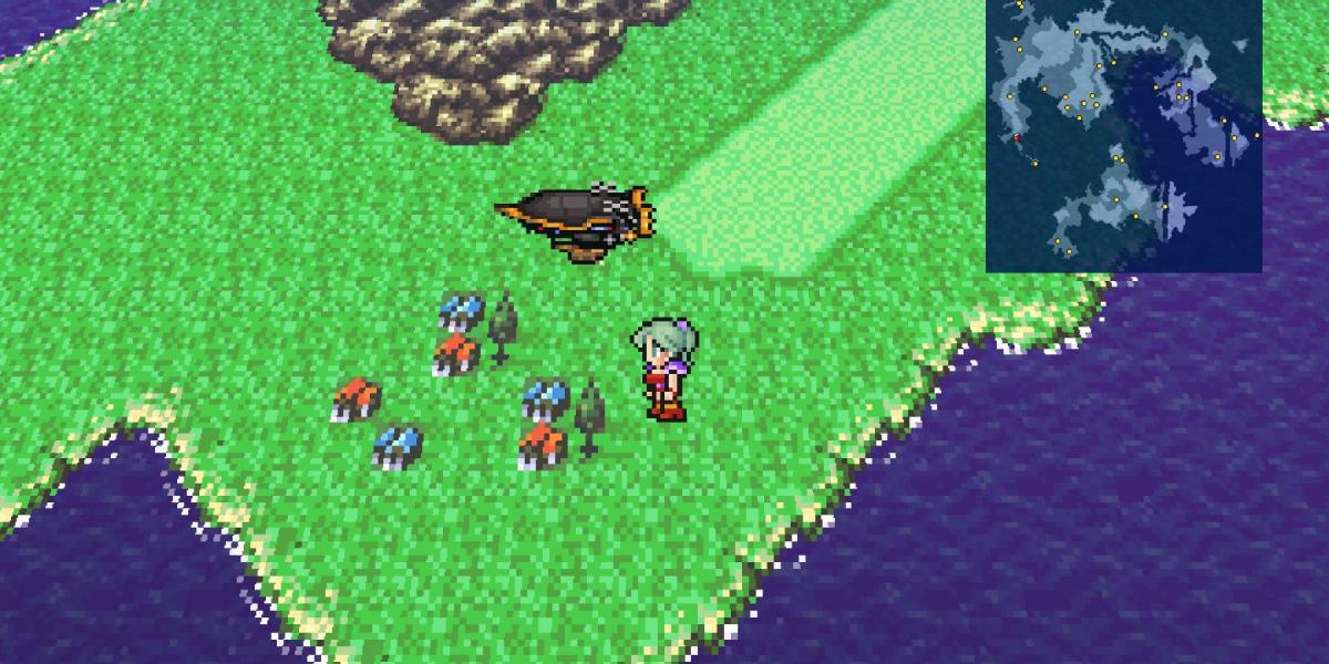 Final Fantasy 6 Pixel Remaster Terra dirigível mapa mundial