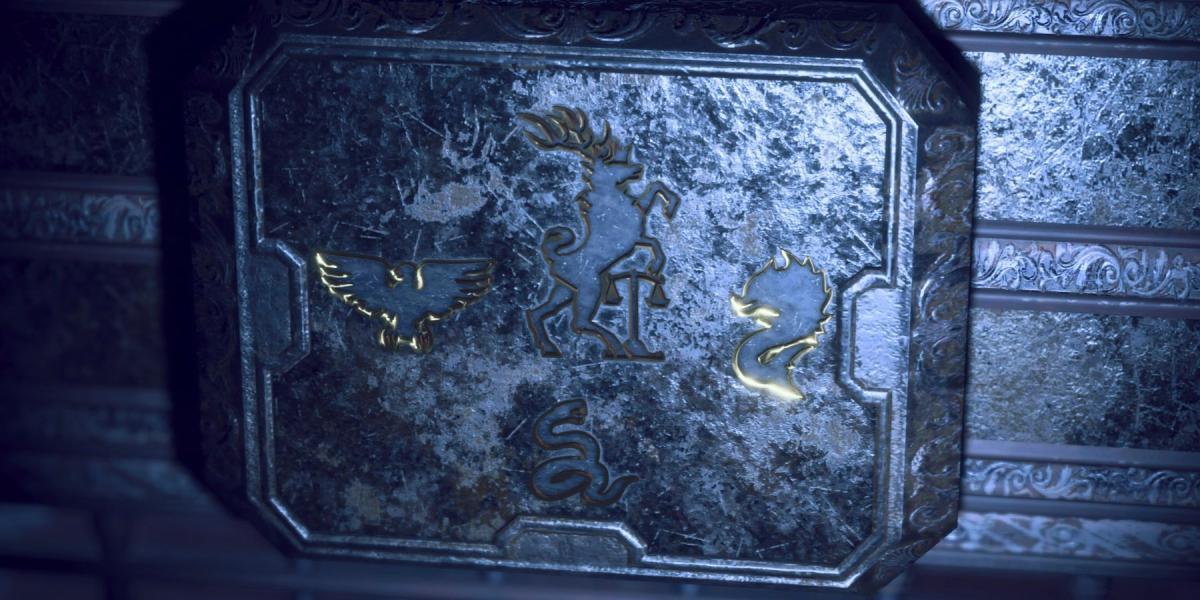 Resident Evil 4 remake mausoléu porta animal símbolo quebra-cabeça