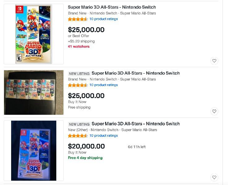 Scalpers listam estrelas de Super Mario 3D por preços insanos
