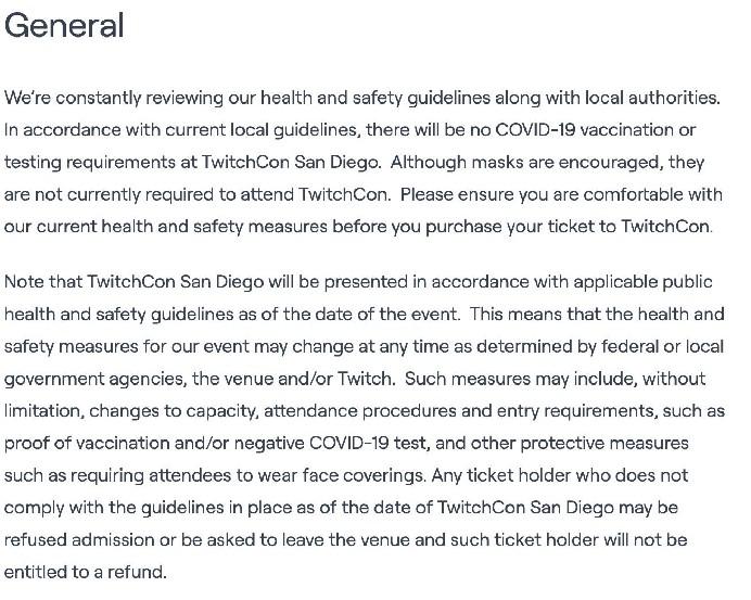 Se a Comic-Con pode exigir máscaras, por que não a TwitchCon?
