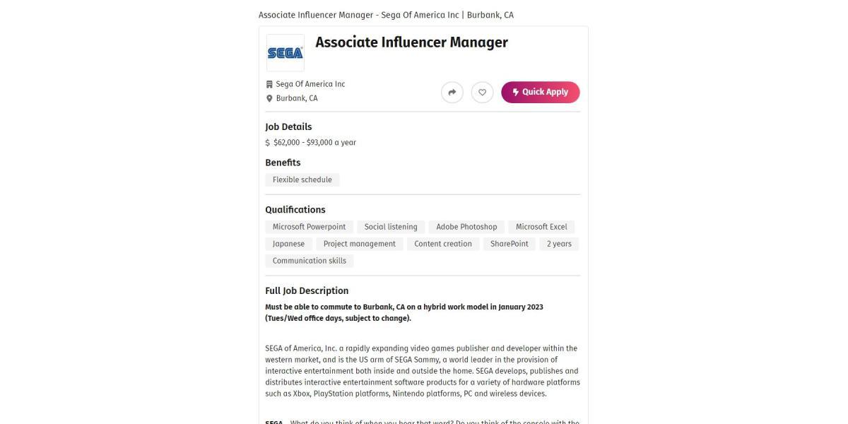 sonic-social-media-influencer-manager-lista de empregos